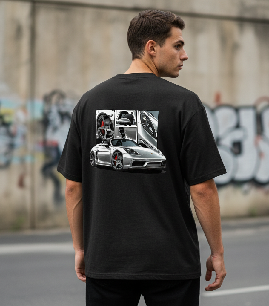 🇩🇪 Porsche 718 Boxster: Mid-Engine Maestro Oversized Tee