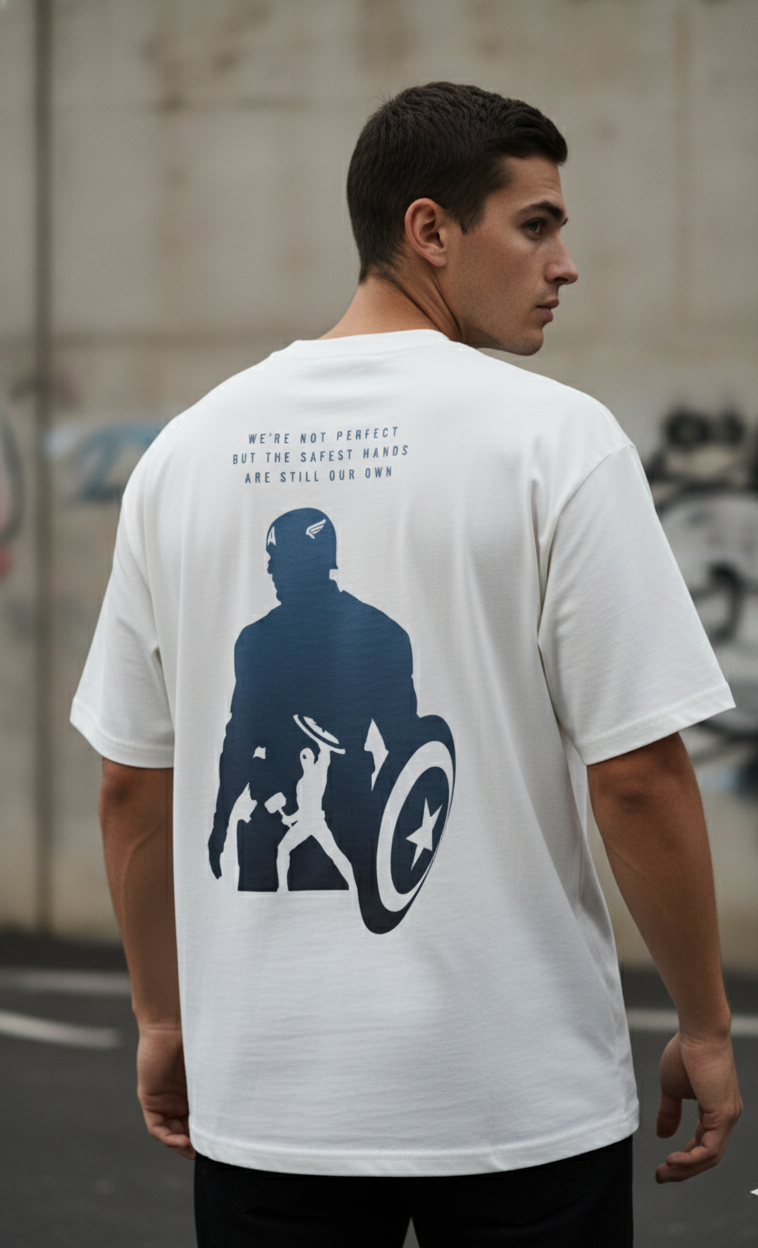 🛡️ Captain America: Safest Hands Oversized Tee