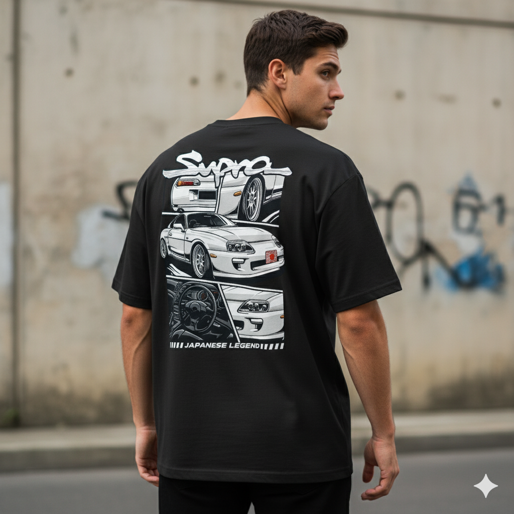 🚀 Toyota Supra A80: Japanese Legend Oversized Tee
