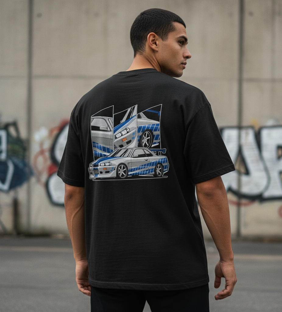 🇯🇵 Nissan Skyline GT-R R34: JDM Legend Oversized Tee