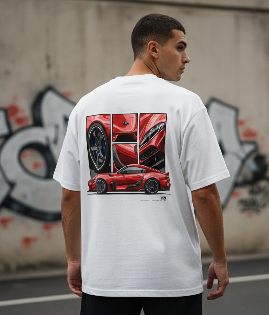 🔴 Toyota Supra A90: Redline Revival Oversized Tee