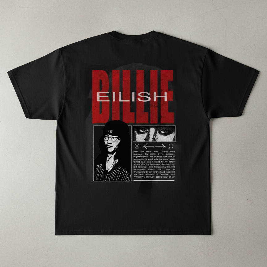🖤 Billie Eilish: Red Block Oversized Tee (Black Edition)