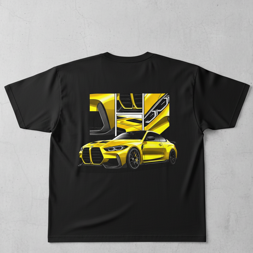 ⚡ BMW M4 Coupe: Aggressive Yellow Oversized Tee