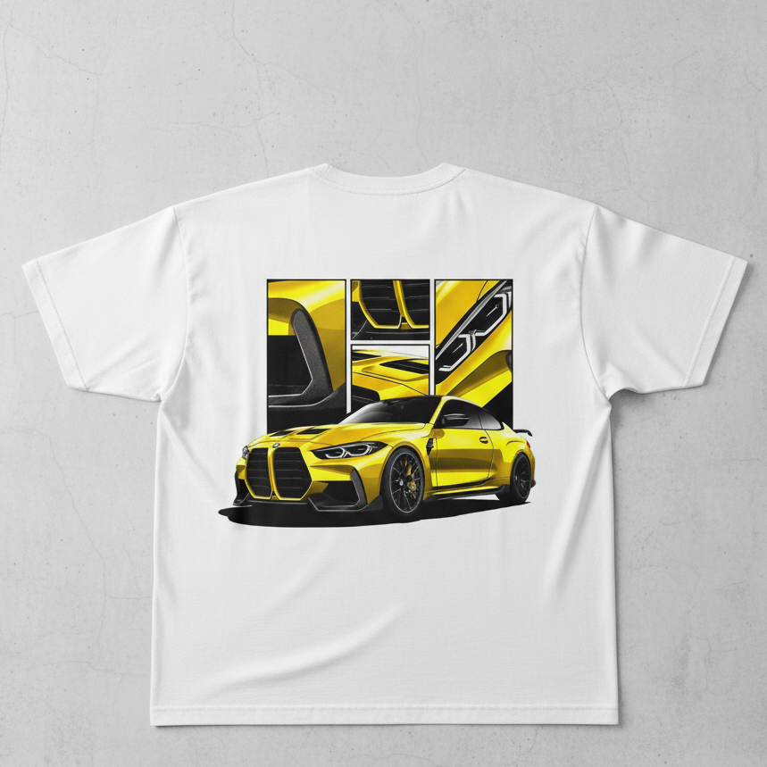 ⚡ BMW M4 Coupe: Aggressive Yellow Oversized Tee