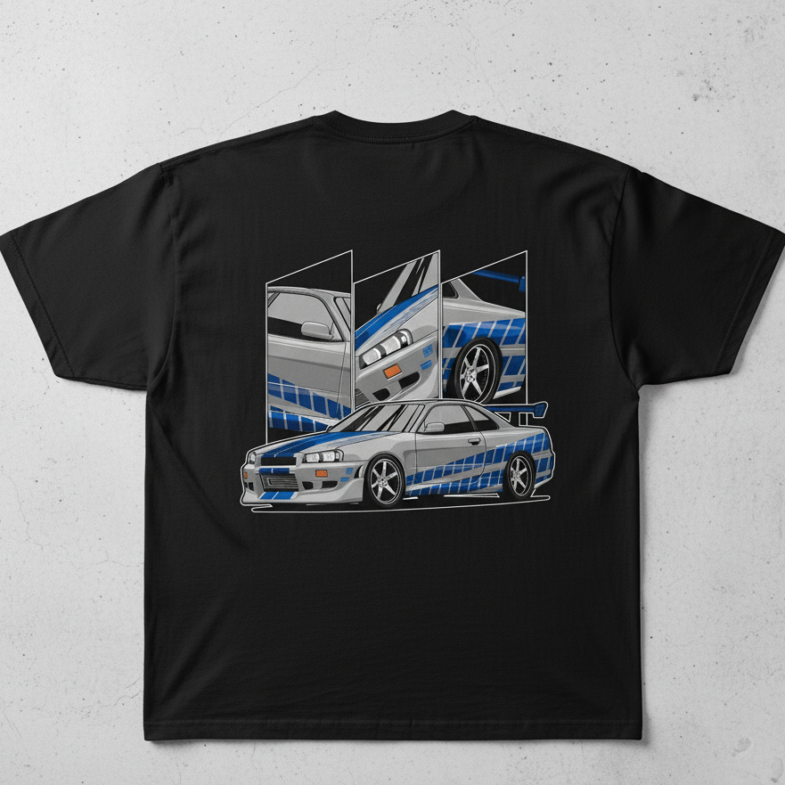 🇯🇵 Nissan Skyline GT-R R34: JDM Legend Oversized Tee
