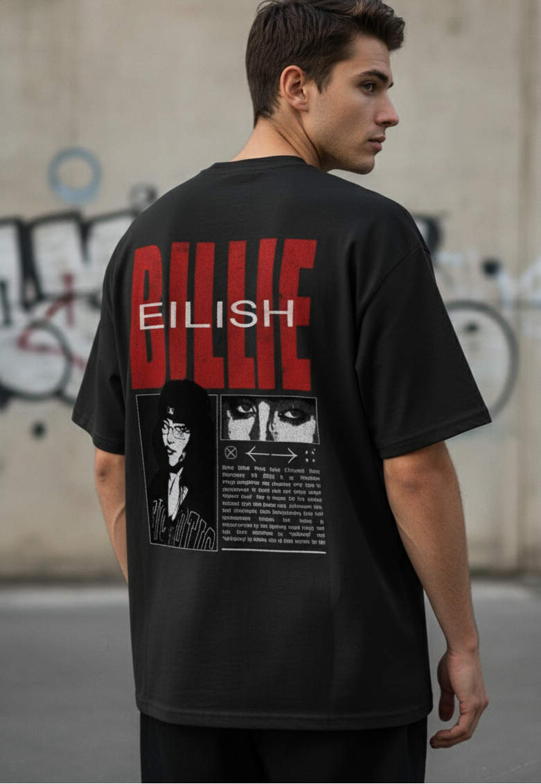 🖤 Billie Eilish: Red Block Oversized Tee (Black Edition)