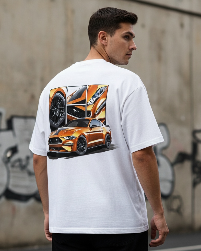 🍊 Ford Mustang GT: Modern Muscle Oversized Tee