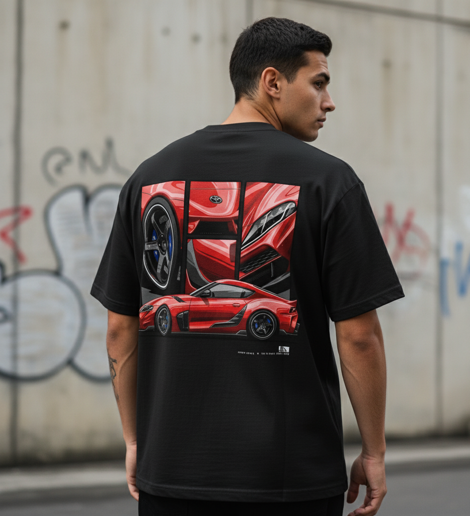 🔴 Toyota Supra A90: Redline Revival Oversized Tee