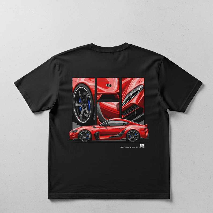 🔴 Toyota Supra A90: Redline Revival Oversized Tee