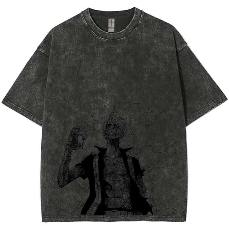 👨🍳 One Piece: Black Leg Sanji Acid Wash Oversized Tee