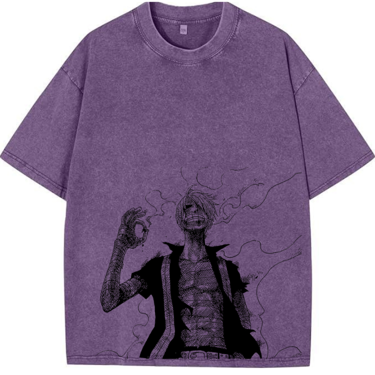 👨🍳 One Piece: Black Leg Sanji Acid Wash Oversized Tee