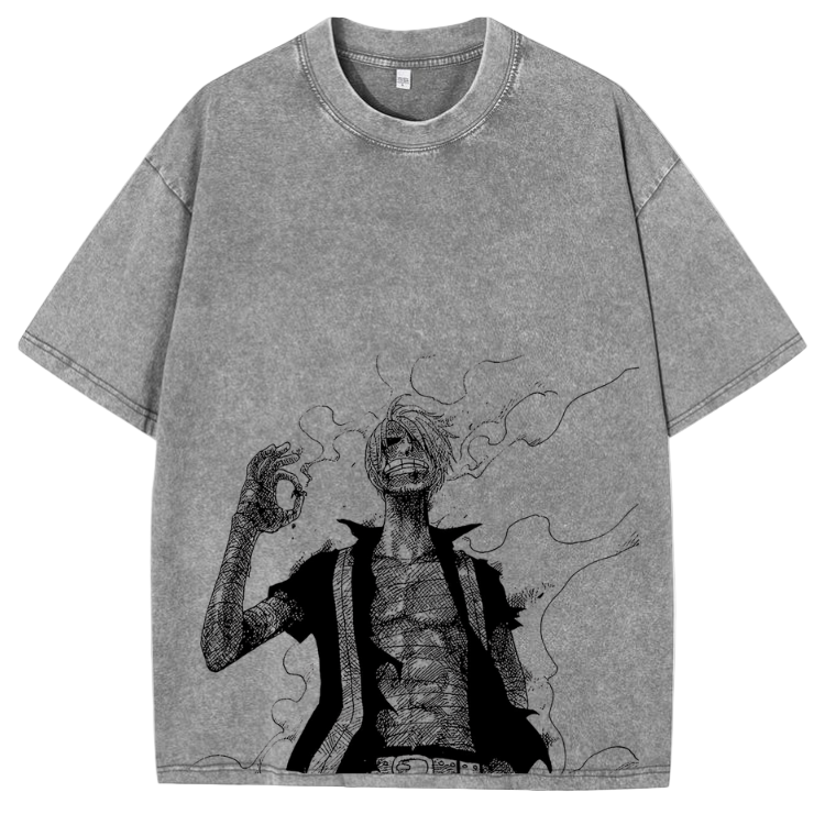 👨🍳 One Piece: Black Leg Sanji Acid Wash Oversized Tee