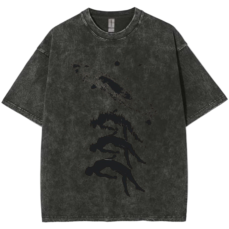 🌌 Cosmic Drift: Abstract Disintegration Acid Wash Oversized Tee