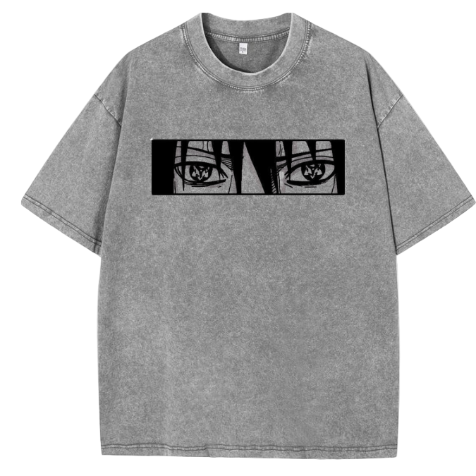 👁️ Sharingan Eyes: Anime Power Acid Wash Oversized Tee