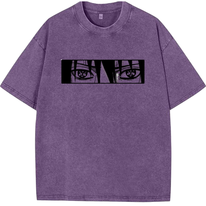 👁️ Sharingan Eyes: Anime Power Acid Wash Oversized Tee