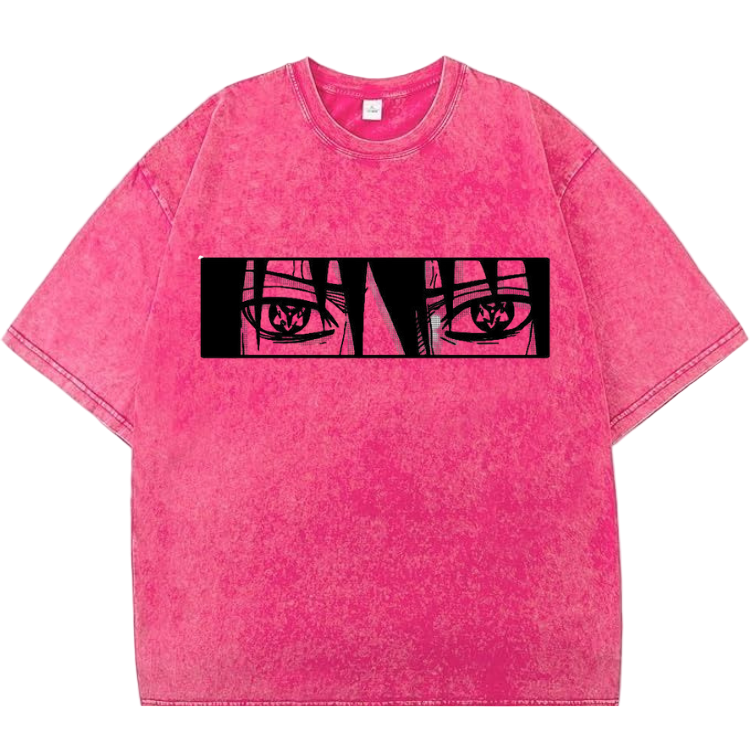 👁️ Sharingan Eyes: Anime Power Acid Wash Oversized Tee