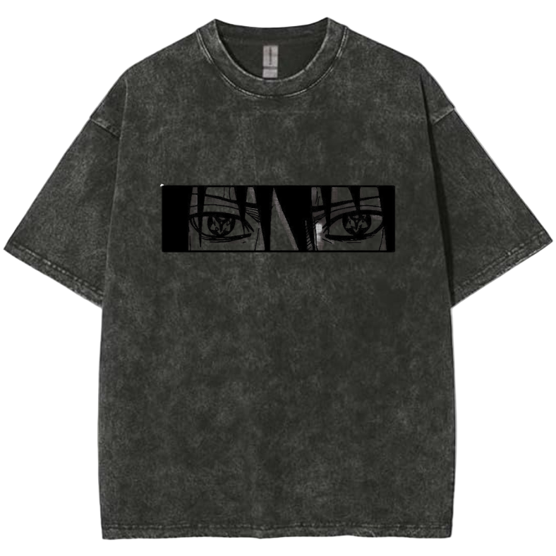👁️ Sharingan Eyes: Anime Power Acid Wash Oversized Tee