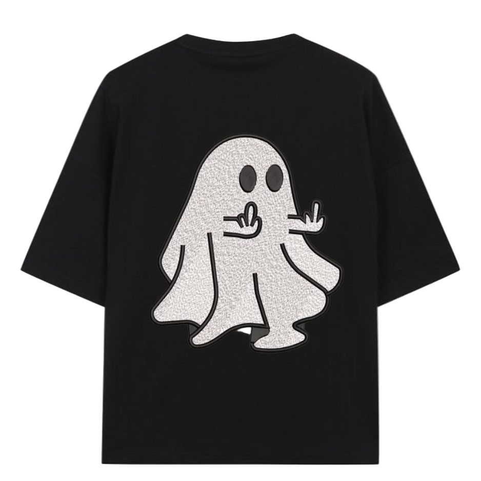 👻 Mischievous Ghost Oversized Tee (Black)