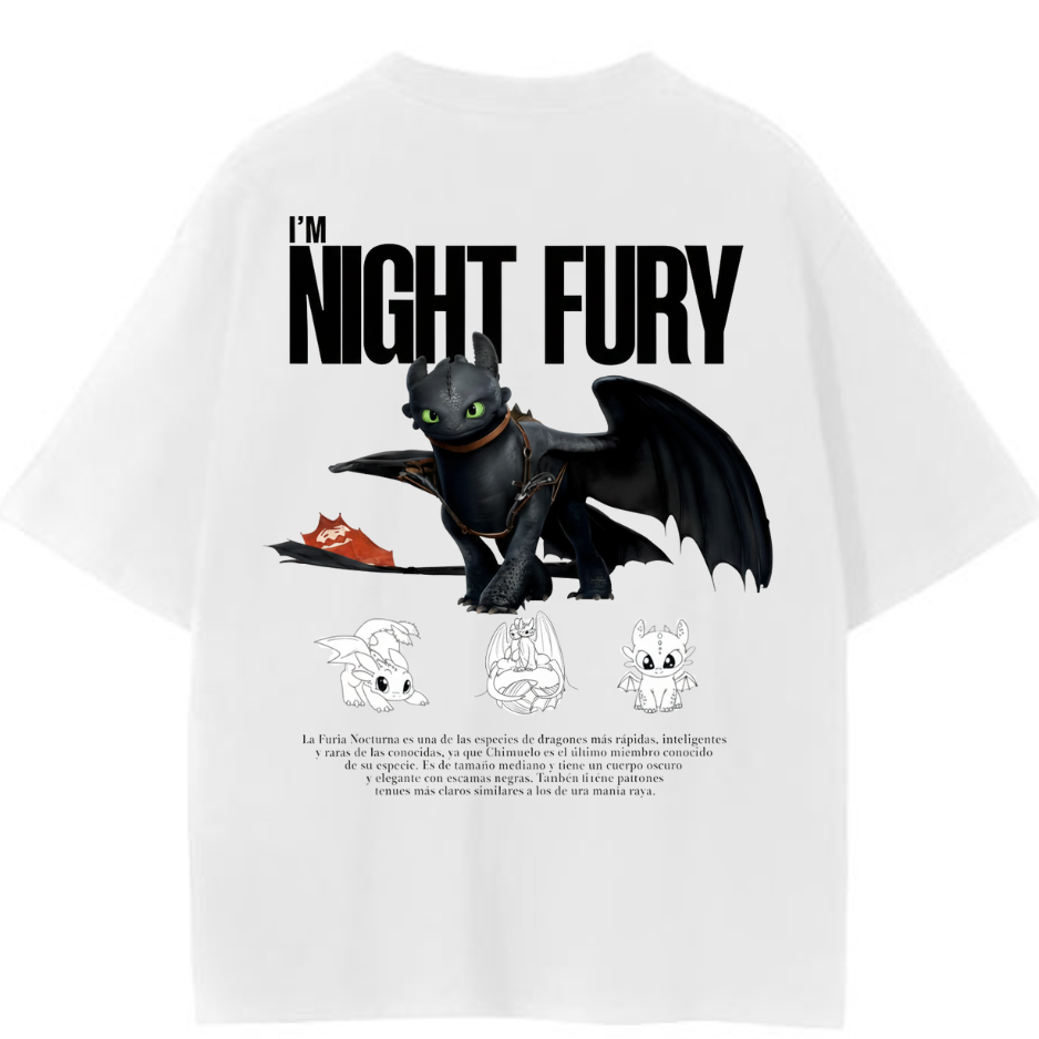 🐉 Night Fury "Toothless" Oversized Tee (White)