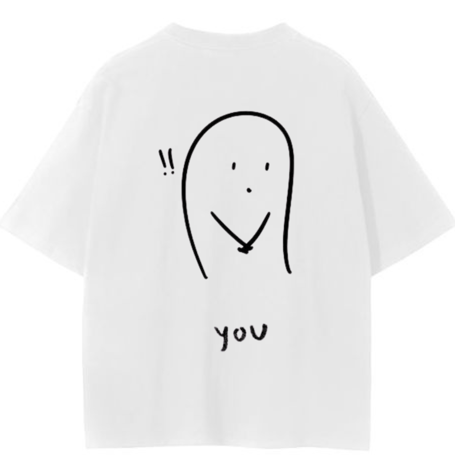 😃 Simple Smiley "You" Oversized Tee (White)