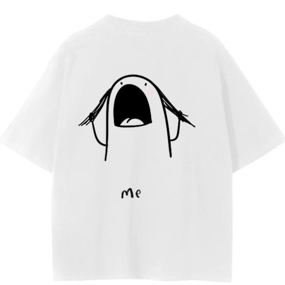 😮 Scream Doodle "Me" Oversized Tee (White)