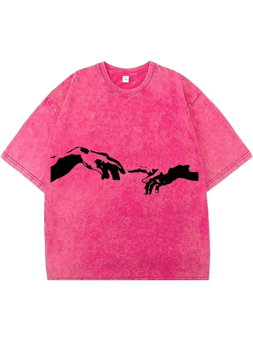🎨 Renaissance Connection: Creation of Adam Acid Wash Oversized Tee