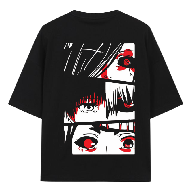 👁️ Ghoul Eyes: Red Contrast Oversized Tee