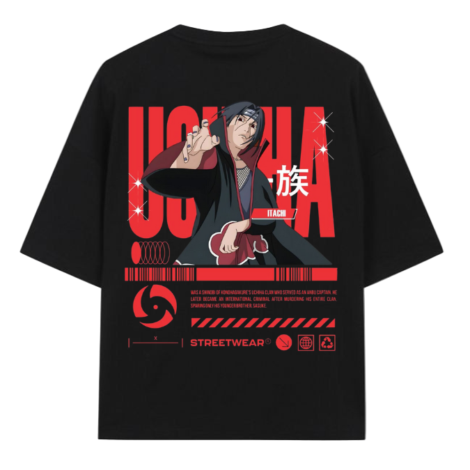👁️ Itachi Uchiha: Scarlet Legacy Oversized Tee