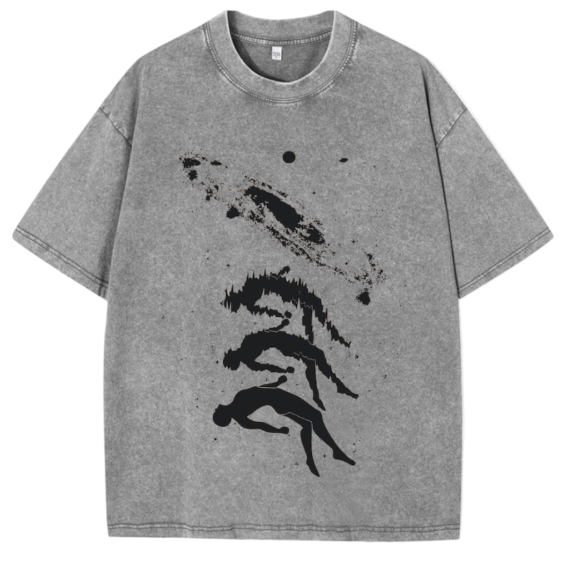 🌌 Cosmic Drift: Abstract Disintegration Acid Wash Oversized Tee