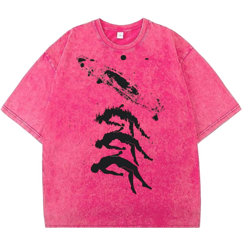 🌌 Cosmic Drift: Abstract Disintegration Acid Wash Oversized Tee