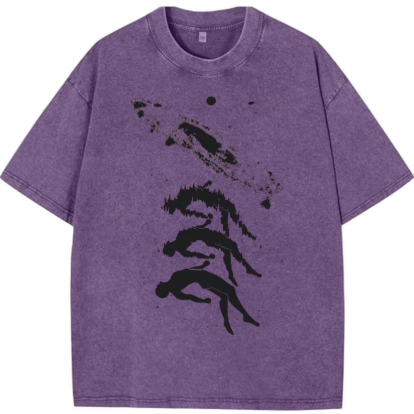 🌌 Cosmic Drift: Abstract Disintegration Acid Wash Oversized Tee