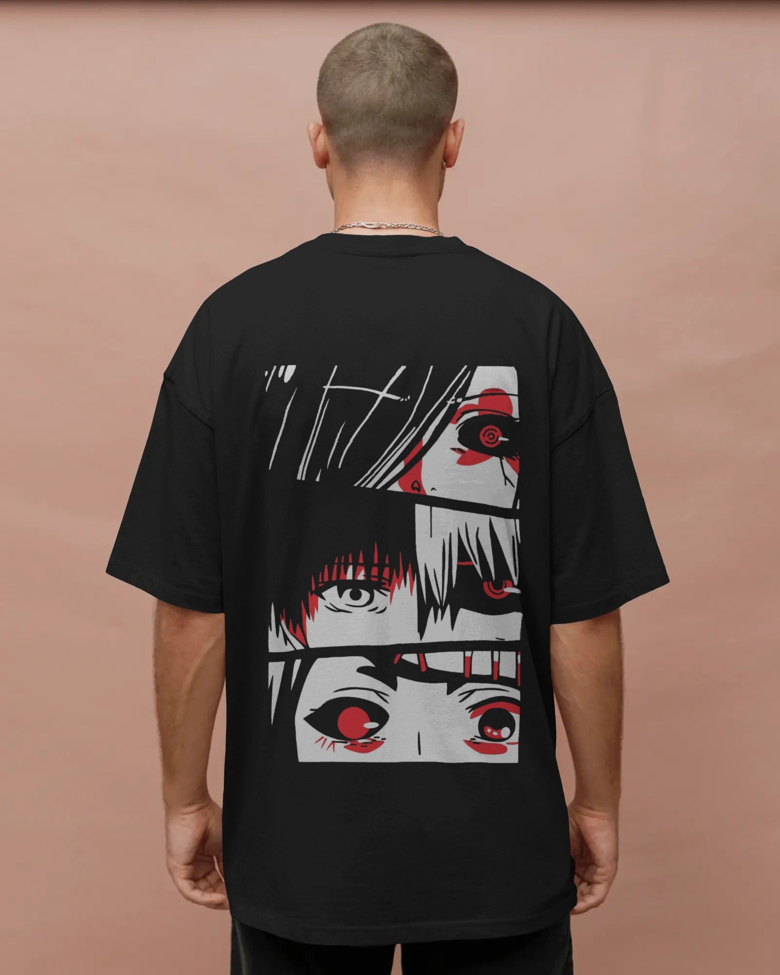 👁️ Ghoul Eyes: Red Contrast Oversized Tee